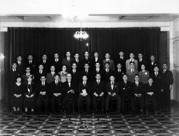 Third annual graduation banquet – UBC Japanese Students’ Club  (May 1, 1935) Photo: Japanese Canadian Photograph Collection, Rare Books and Special Collections, UBC Library, JCPC 33.0003 